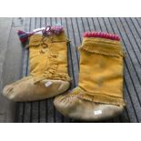 A pair of Moose hide boots, made by First Nations Indians, Ontario, Canada, 1970s