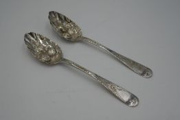 A pair of Georgian silver berry spoons hallmarked Exeter 1820, William Woodman 3.17ozt approx