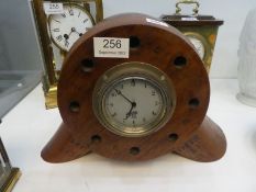 An old wooden part propeller clock, reputedly froma Spitfire, stamped 12 cyl RAF4A with associated S