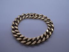 Heavy 9ct yellow gold curb link gent's bracelet, marked 375, 21cm, approx 96.8g, with insurance docu