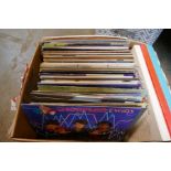 Two boxes of vinyl LPs 70s and 80s including The Commodores, Elvis, etc