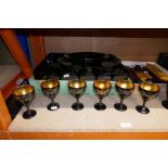 Three graduated oriental black lacquer trays, other lacquer items and sundry