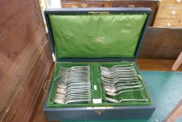 Christofle, a silver plated canteen of cutlery with removable tray