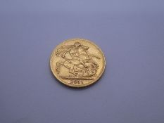 22ct yellow gold 1911 Full Sovereign, George V and George and the Dragon