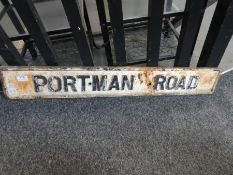 An old cast iron sign for Portman Road, 98.5cm