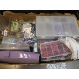 Two boxes of mixed crafting items, beads, etc