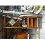 An oak hall stand, a pine oblong coffee table and sundry