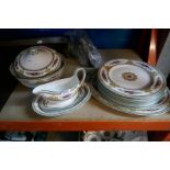 A selection of Wedgwood 'Columbia' china plates, sauce boat, lidded tureen and bowl, cups, saucers,