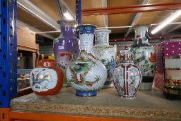A quantity of modern oriental items, mainly vases