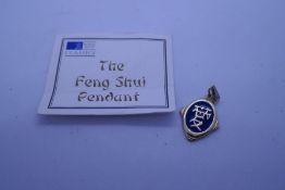 9ct yellow gold pendant with enamelled pendant and Chinese Character marks 'Love' by the Royal Mint