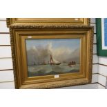 A pair of late 19th century maritime oils of boat and figures, unsiged, 47 x 31.5cm