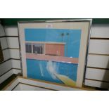 After David Hockney, a coloured print titled A Bigger Splash and one other figure in pool