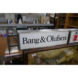 Of advertising interest, a Bang & Olufsen illuminated wall mounted display sign, double sided, 77cm