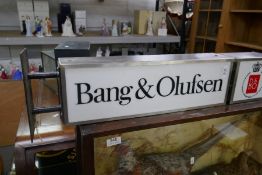 Of advertising interest, a Bang & Olufsen illuminated wall mounted display sign, double sided, 77cm