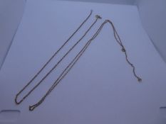 Two 9ct yellow gold neckchains, AF, both marked 9ct, 3.6g approx