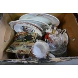 Three boxes of sundry including china, glass and sundry