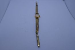 Vintage 18ct yellow gold ladies 'Rolex' cocktail watch, 1071120, Helvatia Hallmark, with gold face a