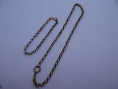 Two 9ct yellow gold belcher chains, one a bracelet example, the largest has a plated clasp, chain ma