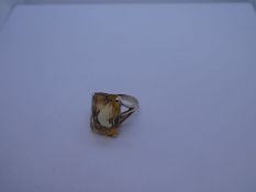9ct yellow gold ladies cocktail ring with large scissor cut gemstone, marked 9ct, Payton, Pepper & S