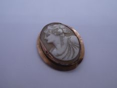 Early 20th century oval cameo brooch, in 9ct yellow gold mount, marked 9ct, AF, Herbert Bushell & So