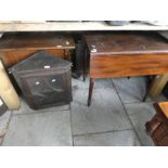 Two oak coffers, an antique Pembroke table and a corner cupboard