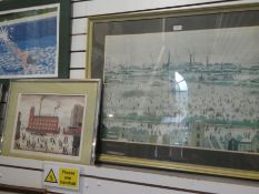 Two coloured Lowry prints, one having pencil signature