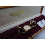 18ct yellow gold cased 'Surena' wristwatch, AF, marked 18K, on plated strap in vintage Longines watc