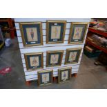 Set of 8 gilt framed Limited Edition prints of "The Original Designs of the Bolshoi Nutcracker, 1919