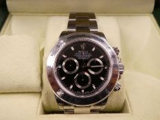 ROLEX; a  gent's stainless steel Rolex Daytona 41mm Black dial wristwatch, 2000 manufacture, Serial