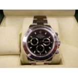 ROLEX; a  gent's stainless steel Rolex Daytona 41mm Black dial wristwatch, 2000 manufacture, Serial