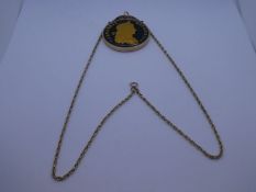 1662 Charles II hand enamelled Crown mounted in 9ct yellow gold pendant mount hung on 9ct ropetwist