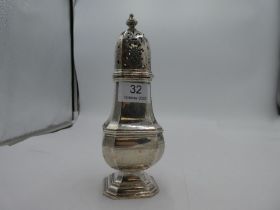 A large silver Adie Brothers Ltd sugar sifter having decorative pierced dome top, lid and a raised p