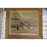 Gabriel Marc Louis Ferro, a mid century oil of buildings in Beaulieu signed and dated 51, 63.5 x 52c