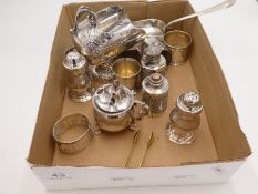 Two Austria-Hungary silver napkin rings, and a pair of possibly Indian silver perfume bottles, Calcu
