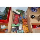 Box of approx 17 old Dinky toys, including Crane, etc