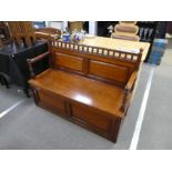 A late 19th Century mahogany hall bench having box base with front flap, 126cm