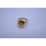 High carat, possibly 18ct yellow gold signet ring with cockerel detail on an oval panel, size K, mar
