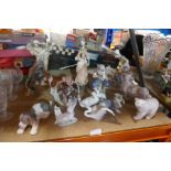 A selection of animal figures including Lladro, etc