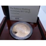 The Royal Mint' The Platinum Wedding Anniversary 2017 UK £5 Gold Proof coin, with Certificate of aut