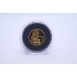 Cased Gold coin; a cased 1000 Tot pot 1/25 oz 999.9 gold proof coin