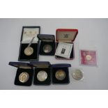 Spink commemorative Royal Yacht Britannia coins, 5, and Royal Mint coins. 3 silver etc