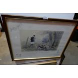 A selection of various framed and glazed pictures, including hunting scenes, etc
