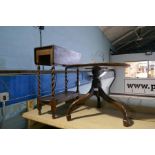 An antique tripod table and a 2 flap table with barley twist legs