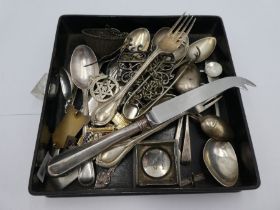An excellent quantity of mixed silver comprising flatware with various hallmarks to include Chawner
