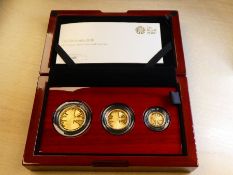 The Royal Mint; limited edition The Britannia 2020 UK Premium three coin Gold Proof Set, with Britan