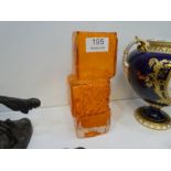 A Whitefriars tangerine orange Drunken Bricklayer's vase, 21cm