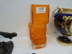 A Whitefriars tangerine orange Drunken Bricklayer's vase, 21cm