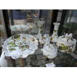 A Limoges dressing table set decorated hazelnuts