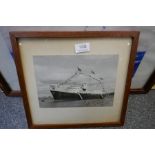 A 1950's Black and White photograph of the Royal Yacht Britannia signed, one other print with signat