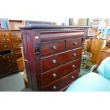 Large mid 19th Century pine chest of drawers in original finish on low stand, possibly Welsh